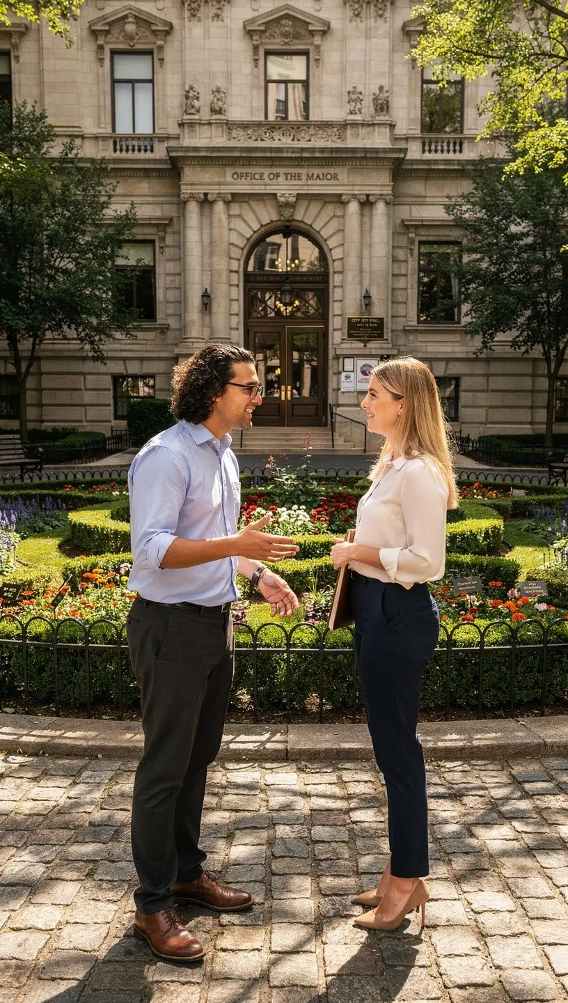 Een educatieve presentatie over de geschiedenis van de diplomatie, met een spreker voor een geïnteresseerd publiek.